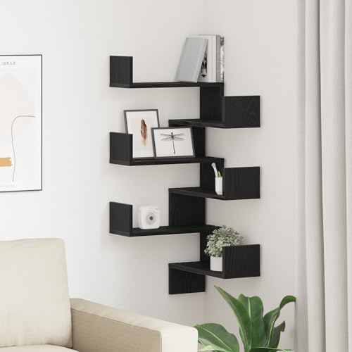 Qnhdfrt Wandregal Set 2 Stück Schwarz Eiche Eckregal Dreieckig 40x40x49,5 cm Modern Platzsparend für Ecken in Wohnzimmer Schlafzimmer Büro Qnhdfrt Wandregal Set 2 Stück Schwarz Eiche Eckregal Dreieckig 40x40x49,5 cm Modern Platzsparend für Ecken in Wohnzimmer Schlafzimmer Büro von Qnhdfrt