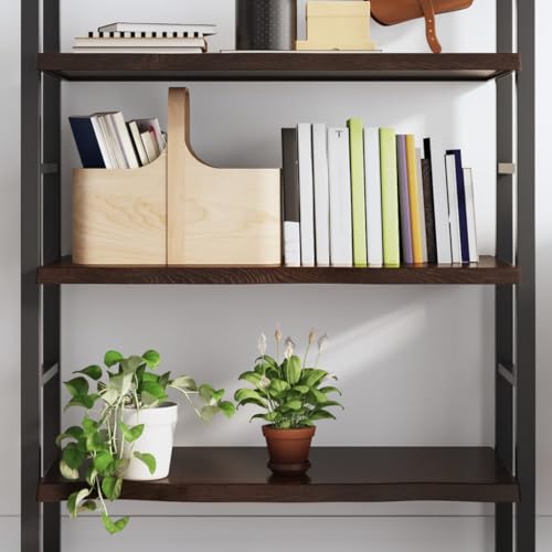 Qnhdfrt Wandregal aus Massivholz Eiche Dunkelbraun 100x40x(2-4) cm mit Naturkante Handgefertigt Stabiles Regal für Wandmontage in Wohnzimmer Badezimmer Küche von Qnhdfrt