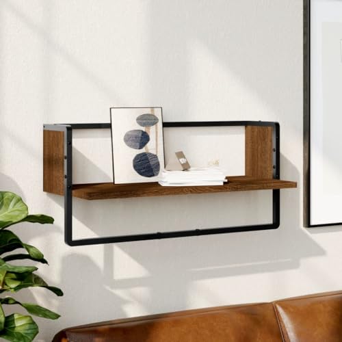 Qnhdfrt Wandregal mit Stange Braun Eichen-Optik 65x25x30 cm Schweberegal für Deko und Aufbewahrung in Wohnzimmer Küche Bad Qnhdfrt Wandregal mit Stange Braun Eichen-Optik 65x25x30 cm Schweberegal für Deko und Aufbewahrung in Wohnzimmer Küche Bad von Qnhdfrt