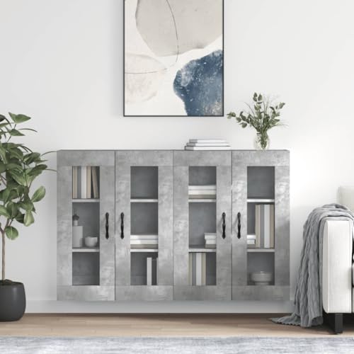 Qnhdfrt Wandschränke 2 STK. Betongrau Holzwerkstoff - Moderner Sideboard Schrank mit Glastüren für Wohnzimmer, Küche & Flur Qnhdfrt Wandschränke 2 STK. Betongrau Holzwerkstoff - Moderner Sideboard Schrank mit Glastüren für Wohnzimmer, Küche & Flur von Qnhdfrt