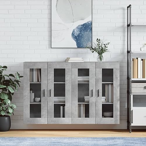 Qnhdfrt Wandschränke 2 STK. Betongrau mit Glas Türen – Robustes Holzwerkstoff Design für viel Stauraum als Sideboard Highboard im Wohnzimmer Flur oder Küche Elegante Aufbewahrungslösung Qnhdfrt Wandschränke 2 STK. Betongrau mit Glas Türen – Robustes Holzwerkstoff Design für viel Stauraum als Sideboard Highboard im Wohnzimmer Flur oder Küche Elegante Aufbewahrungslösung von Qnhdfrt