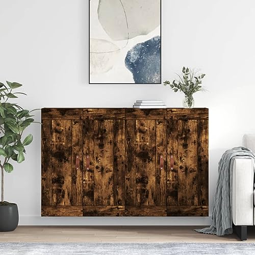 Qnhdfrt Wandschränke 2 STK. Räuchereiche Holzwerkstoff - Moderner Sideboard Schrank für Wohnzimmer, Küche & Flur von Qnhdfrt