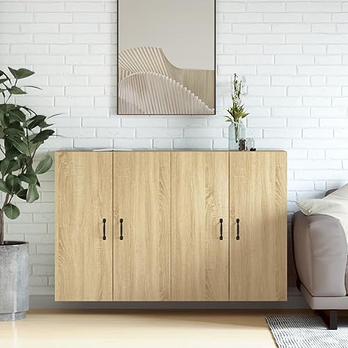 Qnhdfrt Wandschränke 2 STK. Sonoma-Eiche Holzwerkstoff - Praktische Hängeschränke für Küche, Wohnzimmer & Flur mit viel Stauraum von Qnhdfrt
