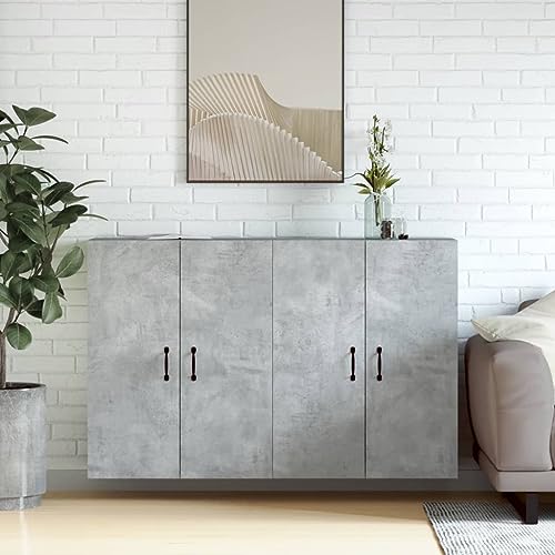 Qnhdfrt Wandschränke 2 Stück Betongrau aus Holzwerkstoff Metall 69,5x34x90cm mit viel Stauraum für Wandmontage Sideboard Highboard in Wohnzimmer Küche Flur Modernes Design Qnhdfrt Wandschränke 2 Stück Betongrau aus Holzwerkstoff Metall 69,5x34x90cm mit viel Stauraum für Wandmontage Sideboard Highboard in Wohnzimmer Küche Flur Modernes Design von Qnhdfrt