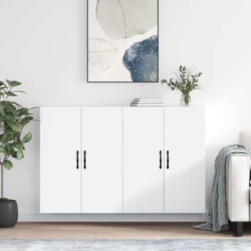 Qnhdfrt Wandschränke Set aus Holzwerkstoff Weiß 2 Stück Wandmontage Schrank mit Stauraum Sideboard Aufsatz für Küche Wohnzimmer Flur Landhausstil Qnhdfrt Wandschränke Set aus Holzwerkstoff Weiß 2 Stück Wandmontage Schrank mit Stauraum Sideboard Aufsatz für Küche Wohnzimmer Flur Landhausstil von Qnhdfrt
