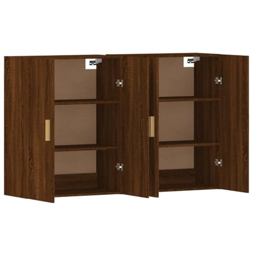 Qnhdfrt Wandschrank 2 STK Braun Eiche Optik Holzwerkstoff 90cm Hängeschrank mit Stauraum für Wohnzimmer Flur Küche von Qnhdfrt