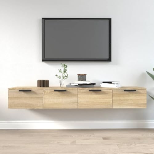 Qnhdfrt Wandschrank 2er Set Sonoma-Eiche Holzwerkstoff 68x30x20 cm Hängender Schrank mit Schubladen für Küche Bad Wohnzimmer von Qnhdfrt
