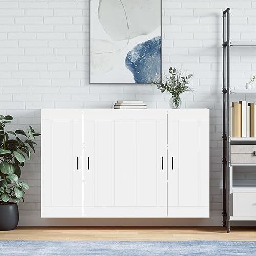 Qnhdfrt Wandschrank 2er Set Weiß Sideboard Aufsatz Wandmontage Schrank für Wohnzimmer Küche Flur Holzwerkstoff von Qnhdfrt