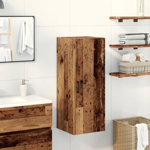 Qnhdfrt Wandschrank Altholz-Optik Holzwerkstoff 34,5x34x90 cm mit Stauraum Wandmontage für Wohnzimmer Schlafzimmer von Qnhdfrt