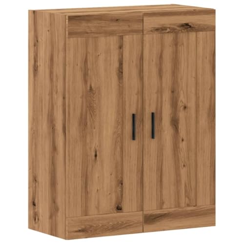 Qnhdfrt Wandschrank Artisan-Eiche Holzwerkstoff 69,5x34x90 cm mit 3 Fächern und 2 Türen, Elegantes Design für Wandmontage oder Sideboard, vielseitig in Wohnzimmer Schlafzimmer Büro von Qnhdfrt