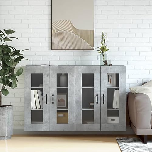 Qnhdfrt Wandschrank Betongrau 2 STK Holzwerkstoff Mit Glas Für Wohnzimmer Flur Küche Platzsparende Aufbewahrung Qnhdfrt Wandschrank Betongrau 2 STK Holzwerkstoff Mit Glas Für Wohnzimmer Flur Küche Platzsparende Aufbewahrung von Qnhdfrt