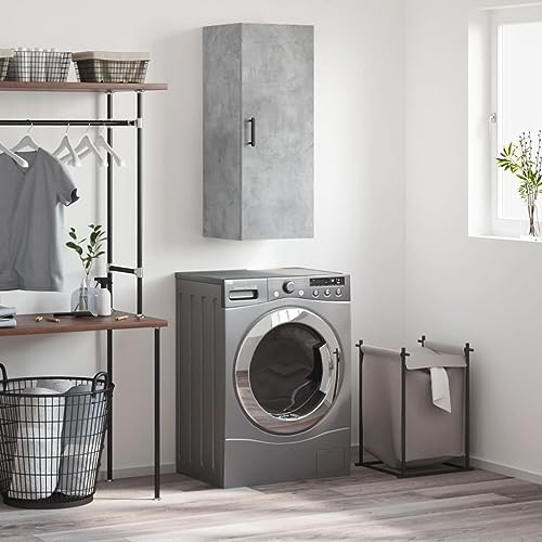 Qnhdfrt Wandschrank Betongrau 34,5x34x90 cm - Moderner Hängeschrank aus Holzwerkstoff mit viel Stauraum für Wohnzimmer, Küche & Flur von Qnhdfrt