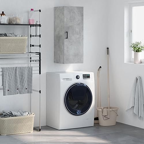 Qnhdfrt Wandschrank Betongrau Holzwerkstoff 34,5x34x90 cm Beistellschrank Schwebeschrank für Küche Wohnzimmer Flur mit viel Stauraum von Qnhdfrt