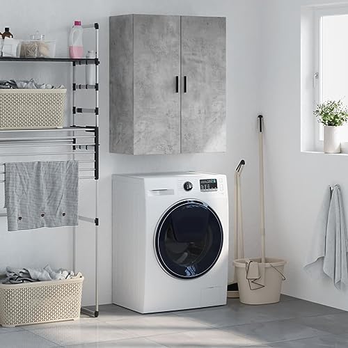 Qnhdfrt Wandschrank Betongrau Moderner Einbauschrank aus Holzwerkstoff 69,5x34x90 cm mit Stauraum für Wandmontage oder als Highboard in Wohnzimmer Schlafzimmer Büro von Qnhdfrt