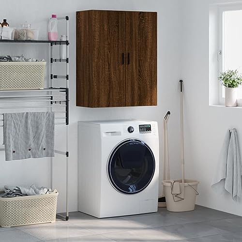 Qnhdfrt Wandschrank Braun Eichen-Optik 69,5x34x90 cm Holzwerkstoff Wandmontage Schwebeschrank mit Stauraum für Wohnzimmer Schlafzimmer Flur von Qnhdfrt