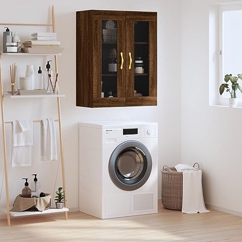 Qnhdfrt Wandschrank Braun Eichen-Optik 69,5x34x90 cm Holzwerkstoff mit Glas Türen Elegantes Design Robust Langlebig Viel Stauraum für Wohnzimmer Schlafzimmer Büro Qnhdfrt Wandschrank Braun Eichen-Optik 69,5x34x90 cm Holzwerkstoff mit Glas Türen Elegantes Design Robust Langlebig Viel Stauraum für Wohnzimmer Schlafzimmer Büro von Qnhdfrt