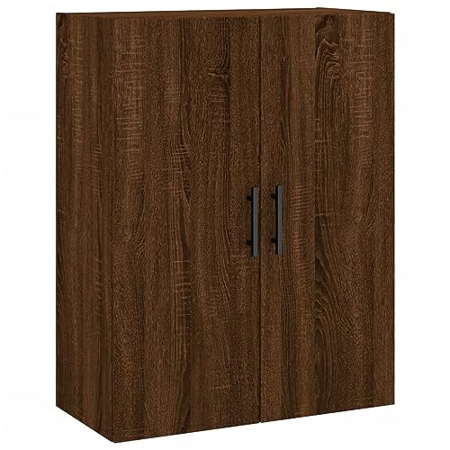 Qnhdfrt Wandschrank Braun Eichen-Optik 69,5x34x90 cm aus Holzwerkstoff mit viel Stauraum und Wandmontage, vielseitig als Sideboard oder für Wohnzimmer Schlafzimmer Büro von Qnhdfrt