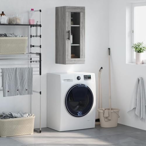 Qnhdfrt Wandschrank Grau Sonoma 34,5x34x90 cm aus Holzwerkstoff und Glas - Moderner Hängeschrank mit Stauraum für Wohnzimmer Schlafzimmer und Büro - Robust und Langlebig Qnhdfrt Wandschrank Grau Sonoma 34,5x34x90 cm aus Holzwerkstoff und Glas - Moderner Hängeschrank mit Stauraum für Wohnzimmer Schlafzimmer und Büro - Robust und Langlebig von Qnhdfrt