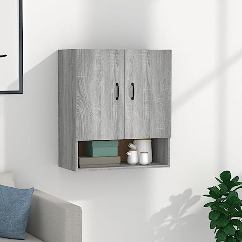 Qnhdfrt Wandschrank Grau Sonoma 60x31x70 cm Hängeschrank aus Holzwerkstoff mit 2 Türen und offenem Fach für Aufbewahrung in Wohnzimmer Küche Bad Qnhdfrt Wandschrank Grau Sonoma 60x31x70 cm Hängeschrank aus Holzwerkstoff mit 2 Türen und offenem Fach für Aufbewahrung in Wohnzimmer Küche Bad von Qnhdfrt