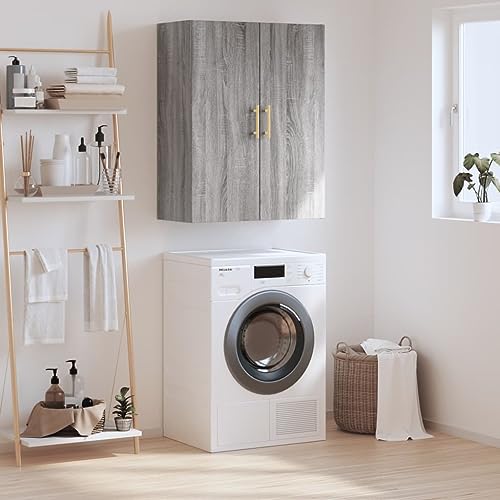 Qnhdfrt Wandschrank Grau Sonoma 69,5x34x90 cm - Hängeschrank mit Türen aus Holzwerkstoff für Wohnzimmer, Küche, Flur und Schlafzimmer von Qnhdfrt