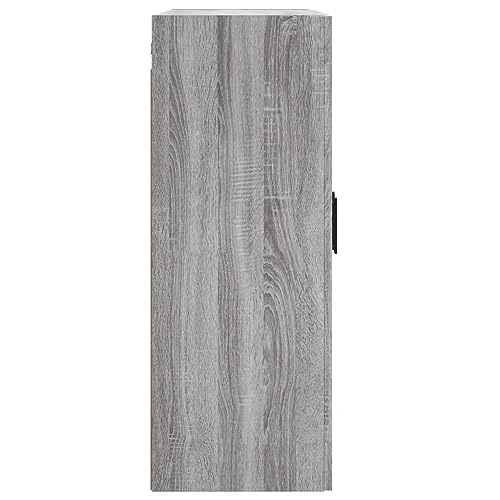 Qnhdfrt Wandschrank Grau Sonoma 69,5x34x90 cm Holzwerkstoff mit 2 Türen und 3 Fächern, Wandmontage oder als Highboard, für Wohnzimmer Schlafzimmer Flur Büro von Qnhdfrt