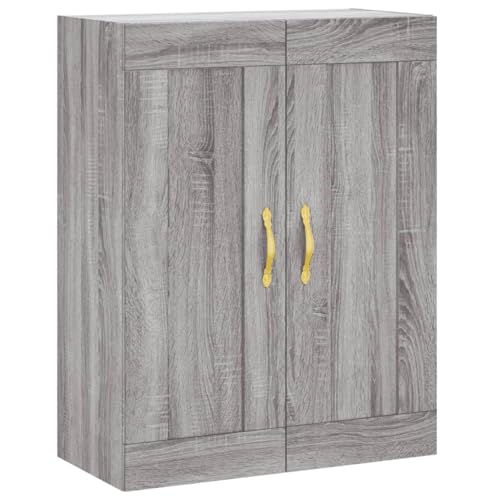 Qnhdfrt Wandschrank Grau Sonoma 69,5x34x90 cm Holzwerkstoff mit 3 Fächern und Eisen Griffen für Wandmontage oder als Highboard im Wohnzimmer Schlafzimmer Büro von Qnhdfrt