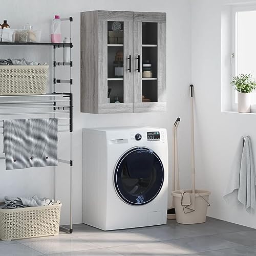 Qnhdfrt Wandschrank Grau Sonoma 69,5x34x90 cm - Moderner Hängeschrank mit Glasfront für Wohnzimmer Küche Flur Schlafzimmer Qnhdfrt Wandschrank Grau Sonoma 69,5x34x90 cm - Moderner Hängeschrank mit Glasfront für Wohnzimmer Küche Flur Schlafzimmer von Qnhdfrt