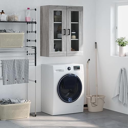Qnhdfrt Wandschrank Grau Sonoma 69,5x34x90 cm mit Glas langlebiges Material viel Stauraum für Wohnzimmer Schlafzimmer Arbeitszimmer Qnhdfrt Wandschrank Grau Sonoma 69,5x34x90 cm mit Glas langlebiges Material viel Stauraum für Wohnzimmer Schlafzimmer Arbeitszimmer von Qnhdfrt