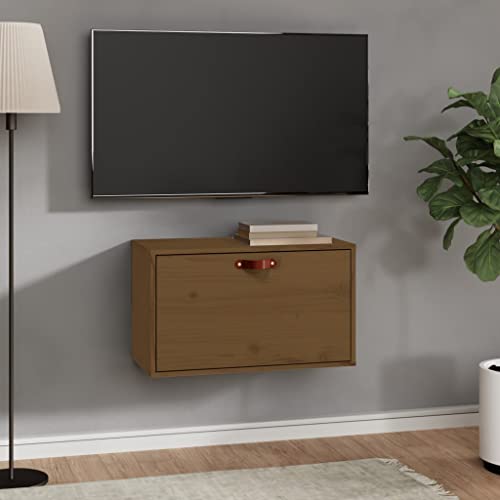 Qnhdfrt Wandschrank Honigbraun 60x30x35 cm Massivholz Kiefer Schwebender Hängeschrank für Küche Bad Wohnzimmer Stauraum von Qnhdfrt
