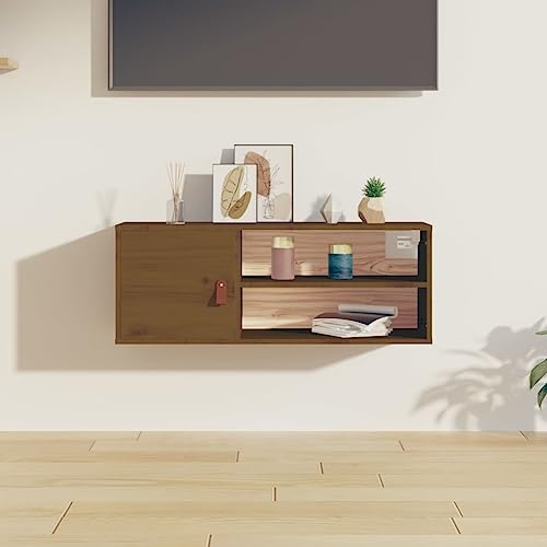 Qnhdfrt Wandschrank Honigbraun Massivholz Kiefer 80x30x30 cm Wandregal mit 4 Fächern und Tür für Bücher Deko Wohnzimmer Bad Küche Qnhdfrt Wandschrank Honigbraun Massivholz Kiefer 80x30x30 cm Wandregal mit 4 Fächern und Tür für Bücher Deko Wohnzimmer Bad Küche von Qnhdfrt
