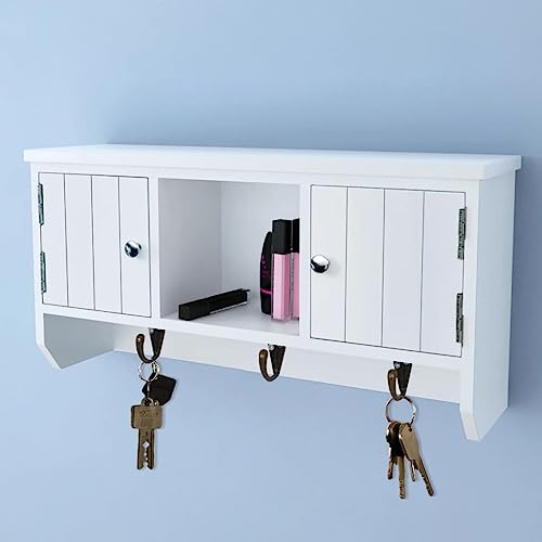 Qnhdfrt Wandschrank Organizer Schlüsselbox Weiß MDF mit Haken und Fächern für Aufbewahrung Schlüssel Handy Zuhause Büro Wandmontage Qnhdfrt Wandschrank Organizer Schlüsselbox Weiß MDF mit Haken und Fächern für Aufbewahrung Schlüssel Handy Zuhause Büro Wandmontage von Qnhdfrt
