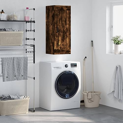Qnhdfrt Wandschrank Räuchereiche 34,5x34x90 cm Holzwerkstoff Modernes Design mit 3 Fächern für Wohnzimmer, Schlafzimmer & Küche von Qnhdfrt