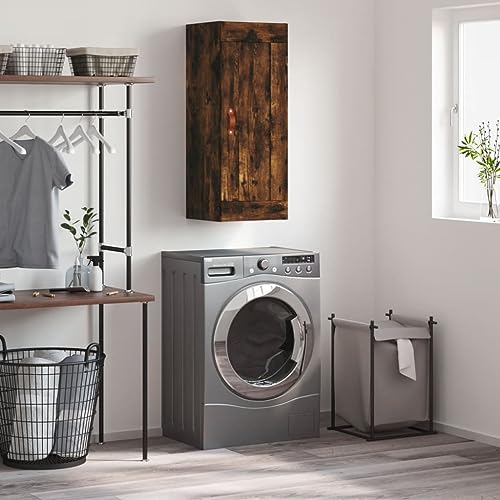 Qnhdfrt Wandschrank Räuchereiche 34,5x34x90 cm Holzwerkstoff Modernes Design mit 3 Fächern für Wohnzimmer, Schlafzimmer und Küche von Qnhdfrt
