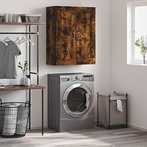 Qnhdfrt Wandschrank Räuchereiche 69,5x34x90 cm - Moderner Hängeschrank aus Holzwerkstoff mit 2 Türen & 3 Fächern für Wohnzimmer, Schlafzimmer & Flur Qnhdfrt Wandschrank Räuchereiche 69,5x34x90 cm - Moderner Hängeschrank aus Holzwerkstoff mit 2 Türen & 3 Fächern für Wohnzimmer, Schlafzimmer & Flur von Qnhdfrt