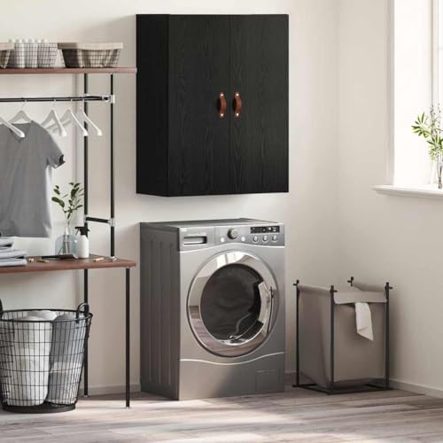 Qnhdfrt Wandschrank Schwarz 69,5 x 34 x 90 cm aus Holzwerkstoff Modernes Sideboard mit 2 Türen und verstellbaren Regalen platzsparend Living Room Cabinet Schrank für Flur Schlafzimmer von Qnhdfrt