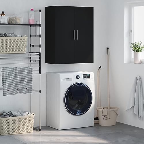 Qnhdfrt Wandschrank Schwarz 69,5x34x90 cm aus Holzwerkstoff mit elegantem Design und viel Stauraum für Wohnzimmer Schlafzimmer Büro und Flur, auch als Beistellschrank oder Highboard nutzbar von Qnhdfrt