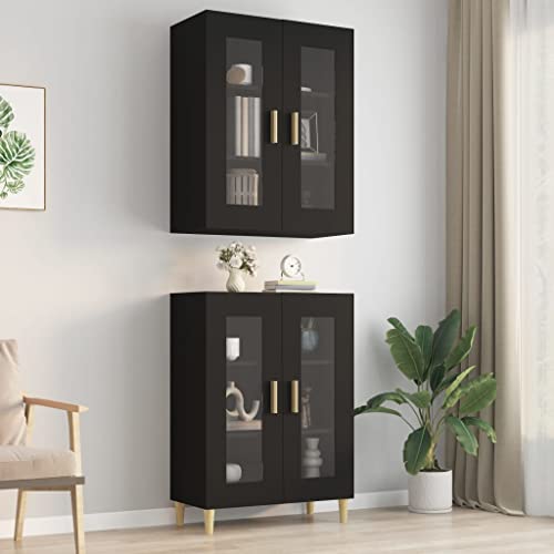 Qnhdfrt Wandschrank Schwarz 69,5x34x90 cm mit Glas Hängeschrank für Küche Flur Wohnzimmer Stauraum Organizer Qnhdfrt Wandschrank Schwarz 69,5x34x90 cm mit Glas Hängeschrank für Küche Flur Wohnzimmer Stauraum Organizer von Qnhdfrt