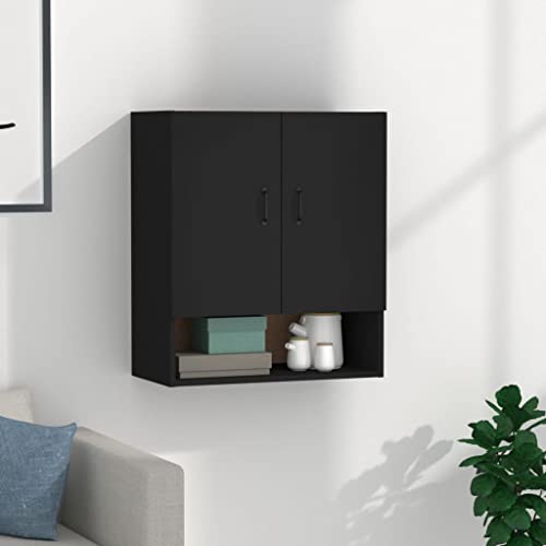 Qnhdfrt Wandschrank Schwarz Hängeschrank Holzwerkstoff 60x31x70 cm mit 2 Türen und offenem Fach für Lagerung in Wohnzimmer Küche Bad Elegantes Design Robust Qnhdfrt Wandschrank Schwarz Hängeschrank Holzwerkstoff 60x31x70 cm mit 2 Türen und offenem Fach für Lagerung in Wohnzimmer Küche Bad Elegantes Design Robust von Qnhdfrt