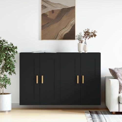 Qnhdfrt Wandschrank Schwarz Holzwerkstoff 2 Stück 69.5x34x90cm mit Stauraum für Wandmontage, Elegantes Design als Sideboard Highboard für Wohnzimmer Küche Flur Qnhdfrt Wandschrank Schwarz Holzwerkstoff 2 Stück 69.5x34x90cm mit Stauraum für Wandmontage, Elegantes Design als Sideboard Highboard für Wohnzimmer Küche Flur von Qnhdfrt