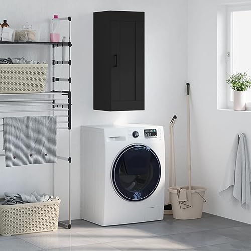 Qnhdfrt Wandschrank Schwarz Holzwerkstoff 34,5x34x90 cm mit 3 Fächern und Eisengriff für Wandmontage oder als Highboard auf Sideboard im Wohnzimmer Schlafzimmer Büro Qnhdfrt Wandschrank Schwarz Holzwerkstoff 34,5x34x90 cm mit 3 Fächern und Eisengriff für Wandmontage oder als Highboard auf Sideboard im Wohnzimmer Schlafzimmer Büro von Qnhdfrt