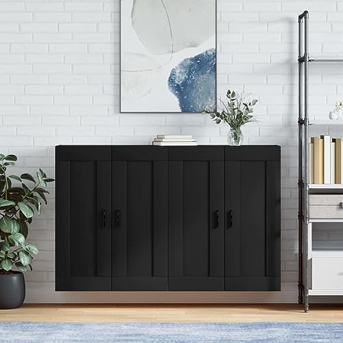 Qnhdfrt Wandschrank Set 2 STK Schwarz Holzwerkstoff Hängeschrank 69,5x34x90cm Aufbewahrungsschrank für Wohnzimmer Küche Flur Qnhdfrt Wandschrank Set 2 STK Schwarz Holzwerkstoff Hängeschrank 69,5x34x90cm Aufbewahrungsschrank für Wohnzimmer Küche Flur von Qnhdfrt