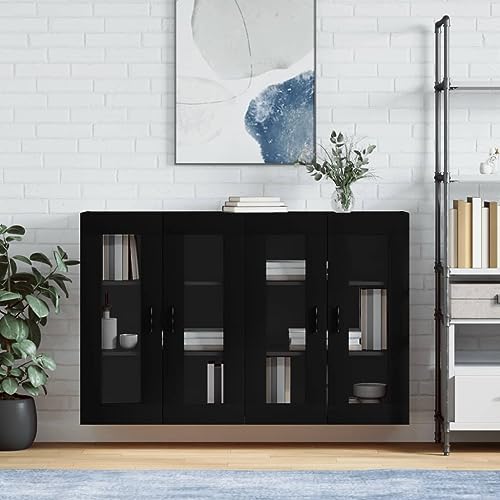 Qnhdfrt Wandschrank Set 2 STK. Schwarz Holzwerkstoff mit Glas für Wandmontage Modernes Design Vielseitig für Wohnzimmer Flur Küche Abmessungen 69,5 x 34 x 90 cm Qnhdfrt Wandschrank Set 2 STK. Schwarz Holzwerkstoff mit Glas für Wandmontage Modernes Design Vielseitig für Wohnzimmer Flur Küche Abmessungen 69,5 x 34 x 90 cm von Qnhdfrt