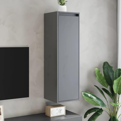 Qnhdfrt Wandschrank Set 2 Stück Grau 30x30x100 cm Massivholz Kiefer für Wandmontage als Bücherregal Deko oder TV-Schrank Robust und Langlebig für Wohnzimmer Küche Bad von Qnhdfrt