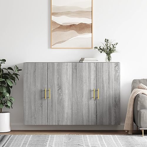 Qnhdfrt Wandschrank Set 2 Stück Grau Sonoma aus Holzwerkstoff - Moderner Hängeschrank für Wohnzimmer, Schlafzimmer & Küche von Qnhdfrt