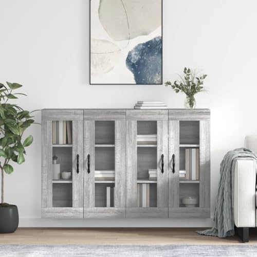 Qnhdfrt Wandschrank Set 2 Stück Grau Sonoma aus Holzwerkstoff mit Glastüren - Moderner Stauraum für Wohnzimmer, Küche & Flur Qnhdfrt Wandschrank Set 2 Stück Grau Sonoma aus Holzwerkstoff mit Glastüren - Moderner Stauraum für Wohnzimmer, Küche & Flur von Qnhdfrt
