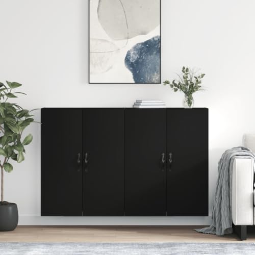 Qnhdfrt Wandschrank Set 2 Stück Schwarz Holzwerkstoff Metall Dekorativ Robust B 69.5 cm T 34 cm H 90 cm für Küche Flur Wohnzimmer als Sideboard Aufsatz mit Elegantem Design Qnhdfrt Wandschrank Set 2 Stück Schwarz Holzwerkstoff Metall Dekorativ Robust B 69.5 cm T 34 cm H 90 cm für Küche Flur Wohnzimmer als Sideboard Aufsatz mit Elegantem Design von Qnhdfrt
