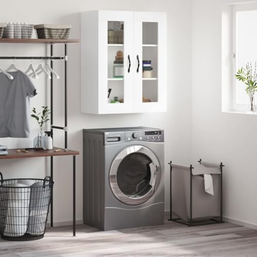 Qnhdfrt Wandschrank Weiß 69,5x34x90 cm Holzwerkstoff Modernes Design mit 3 Fächern für Wohnzimmer, Küche & Flur von Qnhdfrt