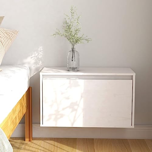 Qnhdfrt Wandschrank Weiß Massivholz Kiefer 60x30x35 cm Robuster Hängeschrank für Wohnzimmer Bad Küche als TV-Schrank oder Bücherregal von Qnhdfrt
