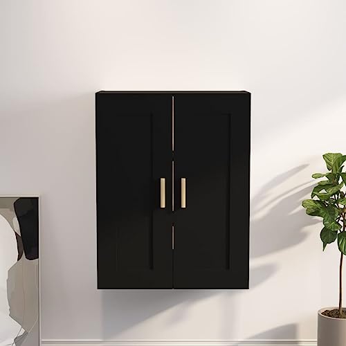 Qnhdfrt Wandschrank aus Holzwerkstoff Schwarz 69,5x32,5x90 cm mit Robustem Design für Aufbewahrung und Dekoration als Bücherregal in Wohnzimmer Küche Arbeitsplatz von Qnhdfrt