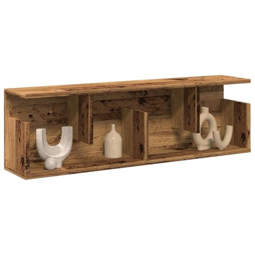 Qnhdfrt Wandschrank aus Holzwerkstoff in Altholz-Optik 100x20x30 cm Schmaler Hängeschrank für Wandmontierung Stauraum Küche Bad Badezimmer Wohnzimmer von Qnhdfrt